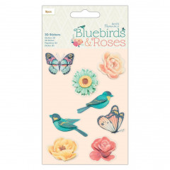 3D Sticker - Bluebirds and Roses
